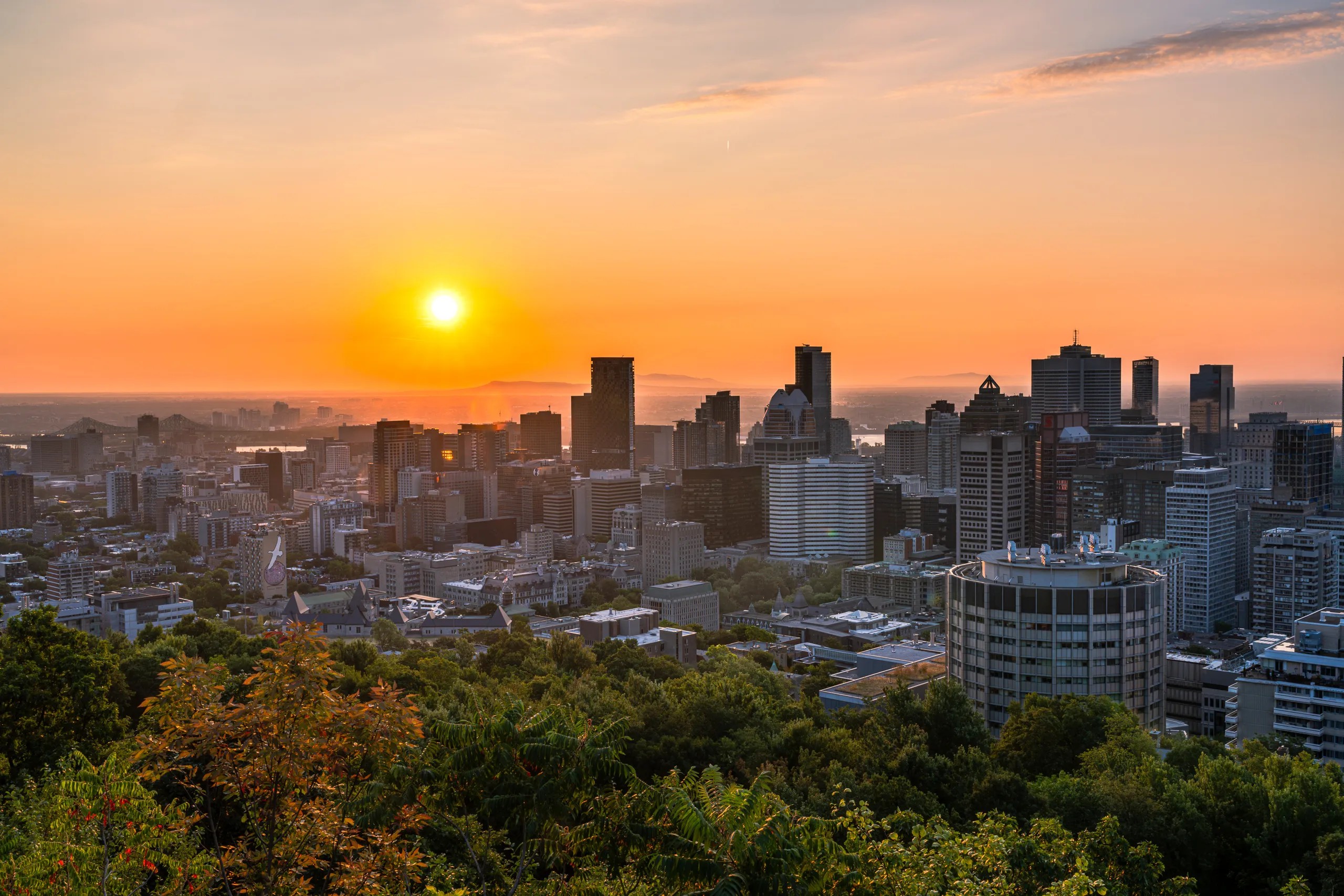 Montreal skyline at sunset